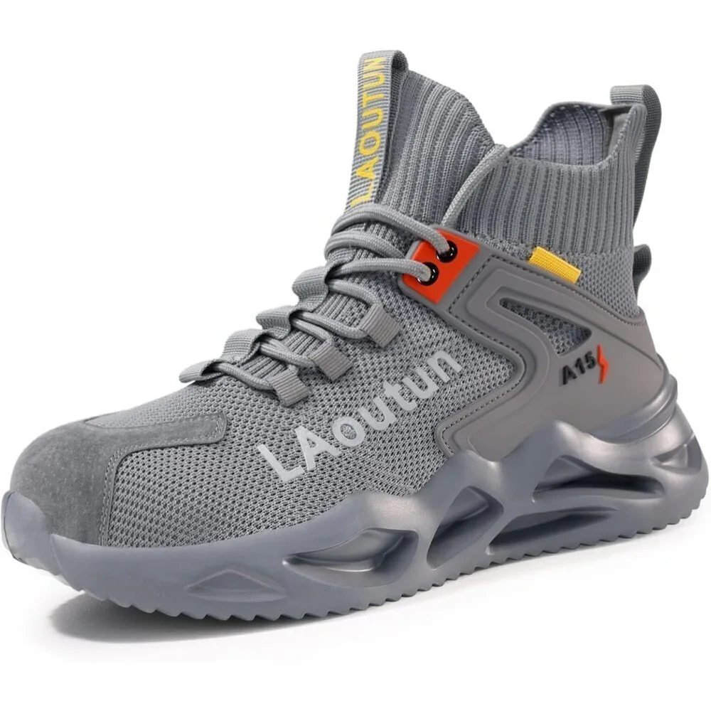 Men's Brown Lightweight Comfortable Safety Shoes Puncture Resistant Work Shoes